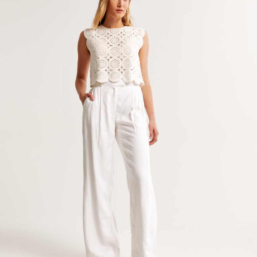 NWT Abercrombie Harper Tailored Linen-Blend Pant